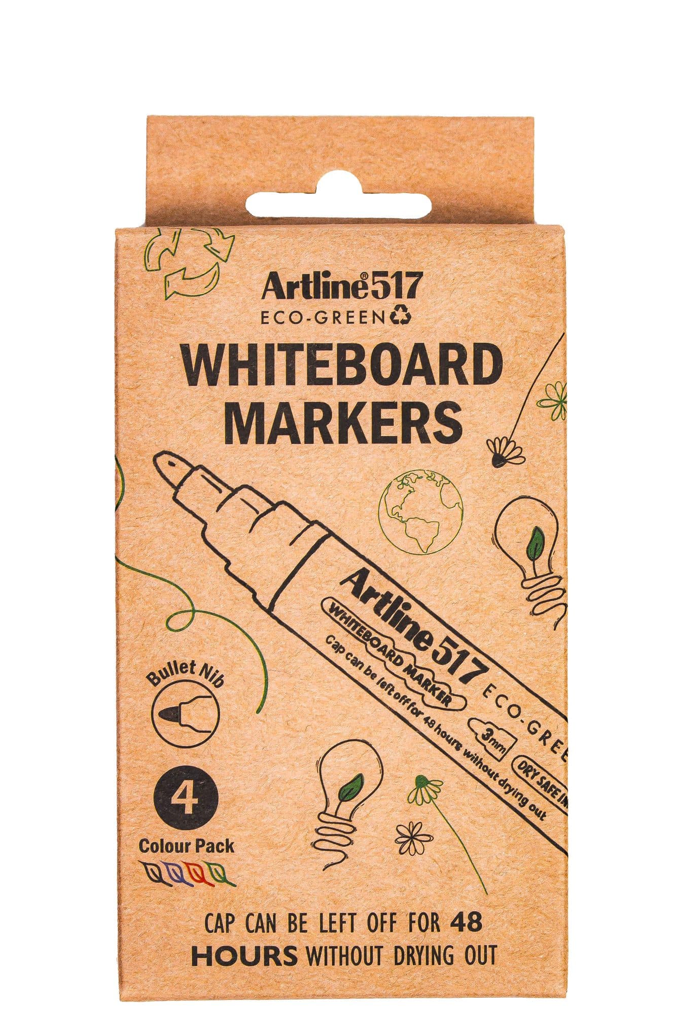 Whiteboardmarker Artline 517 Dry Safe Eco rond medium ass 4 stuks 2