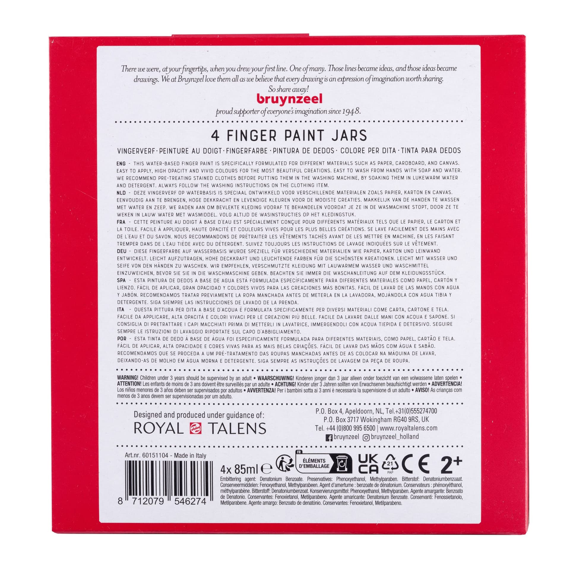 Vingerverf Bruynzeel Kids assorti 4 potjes 3