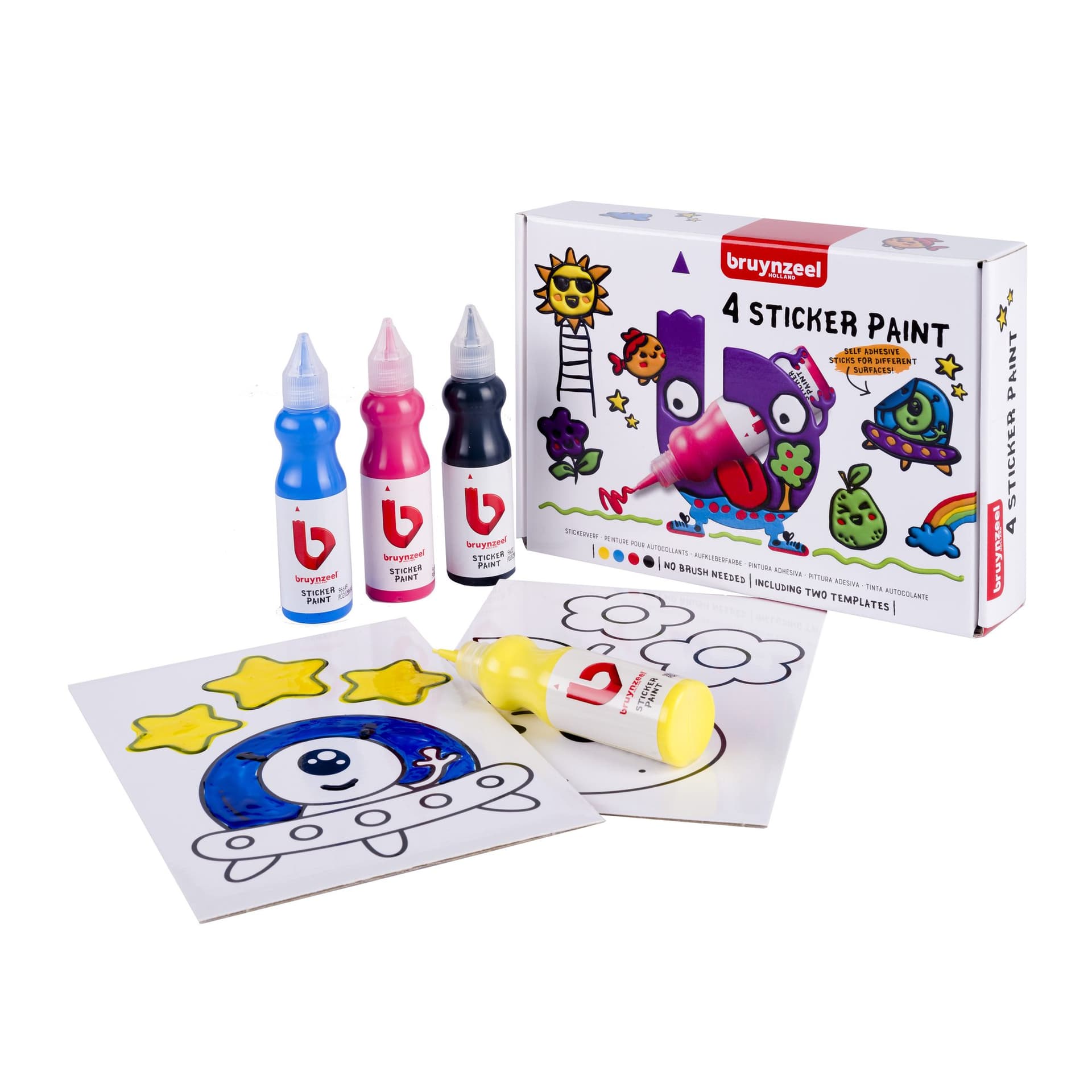Stickerverf Bruynzeel met 2 sjablonen assorti 4 stuks 2