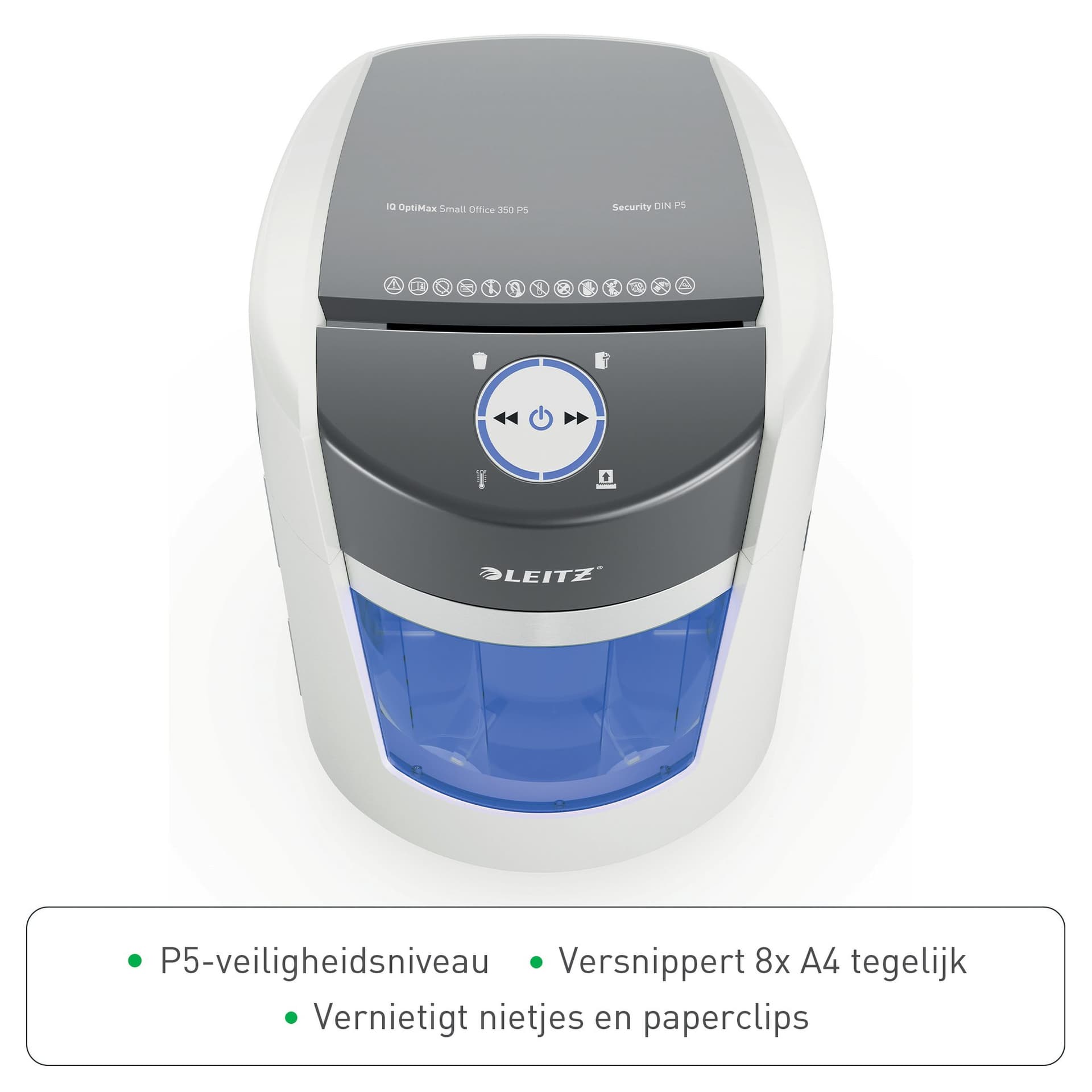 Papiervernietiger Leitz IQ OptiMax 350 Small Office P5 snippers 2x15mm 5