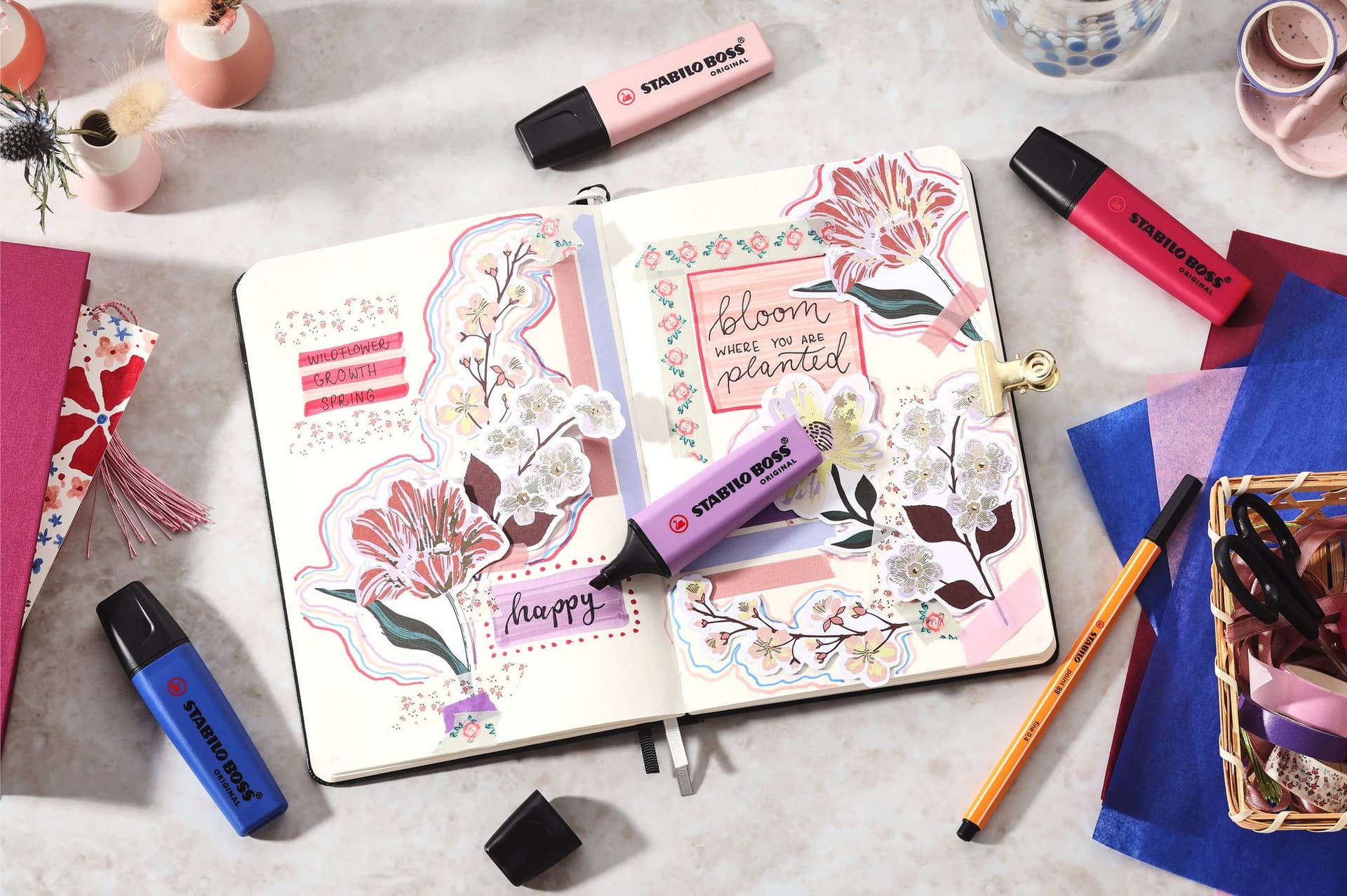 Markeerstift STABILO Boss Wildflower display groot assorti 5