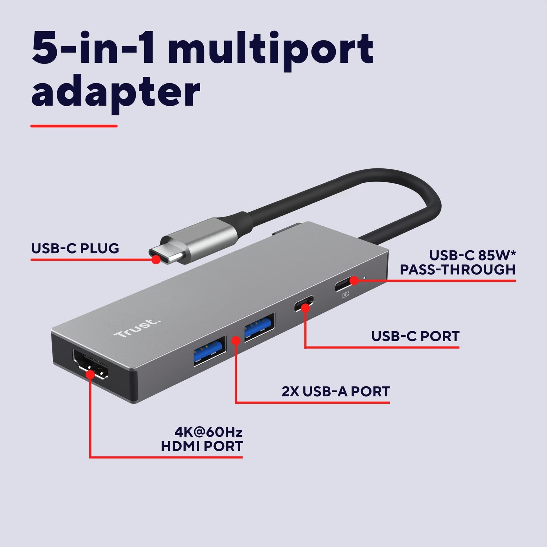 Adapter Trust Dalyx 5-in-1 5