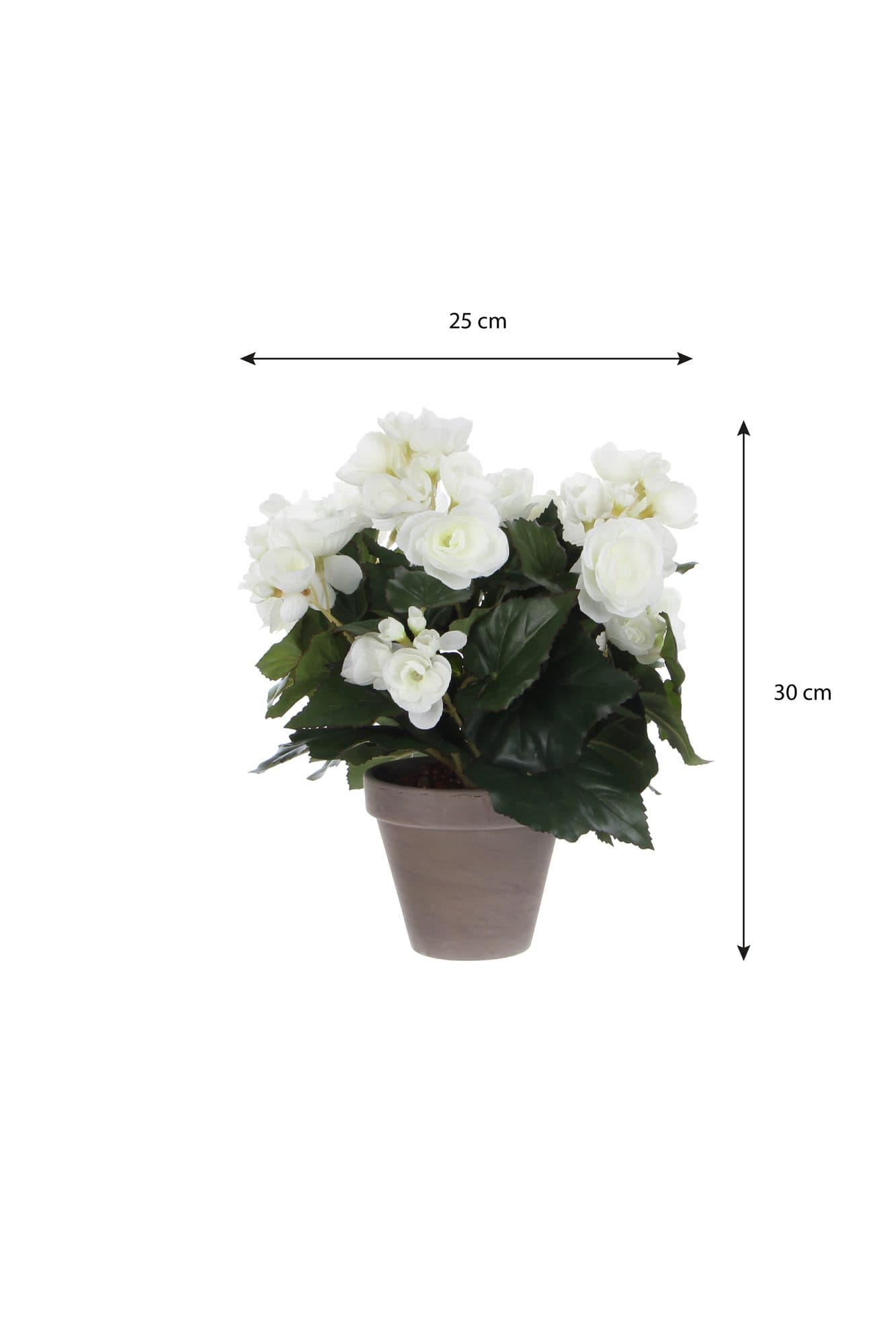 Kunstplant Mica Begonia wit in pot Stan grijs Ø25 30cm 4