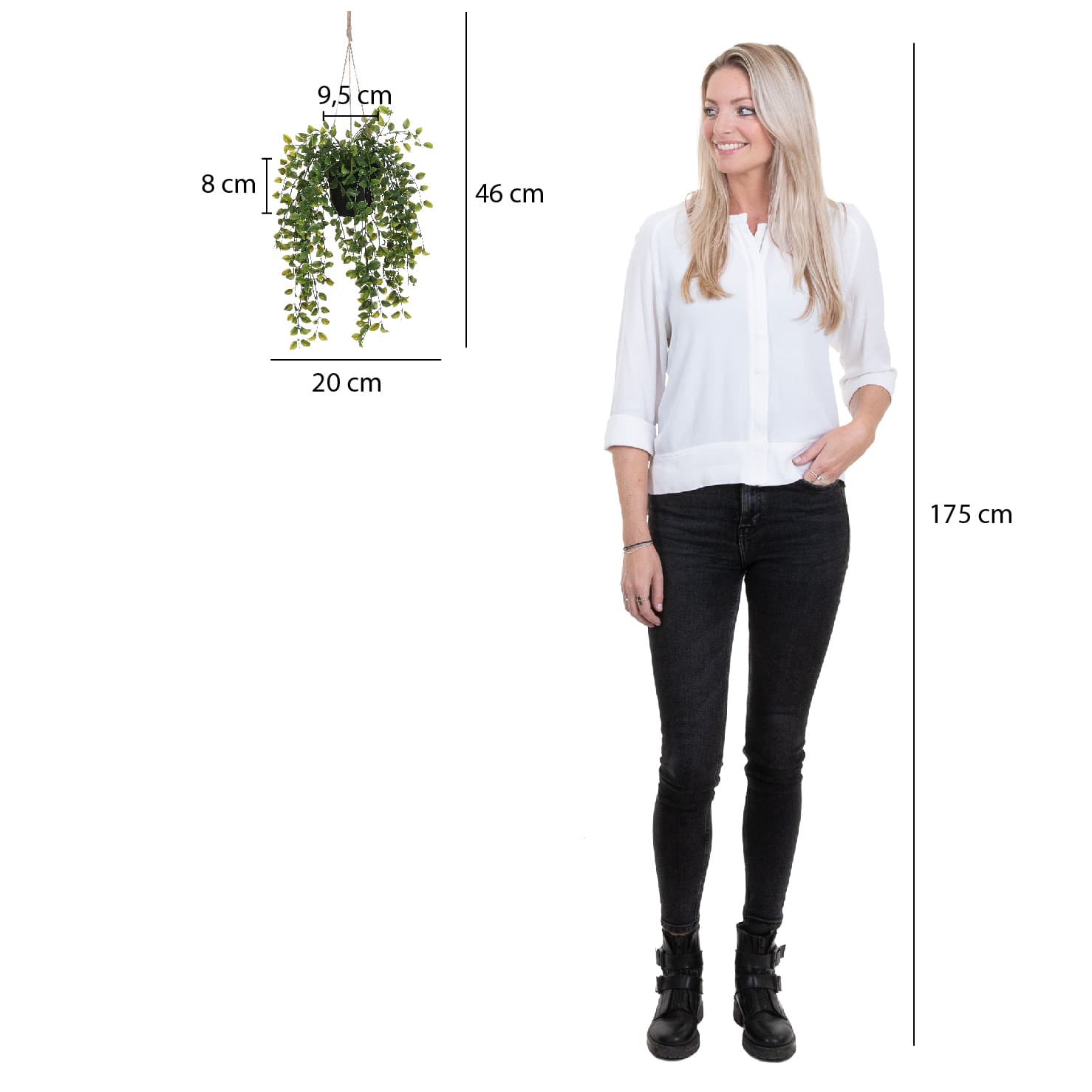 Kunstplant Mica Ficus hangend in pot groen Ø20 46cm 6