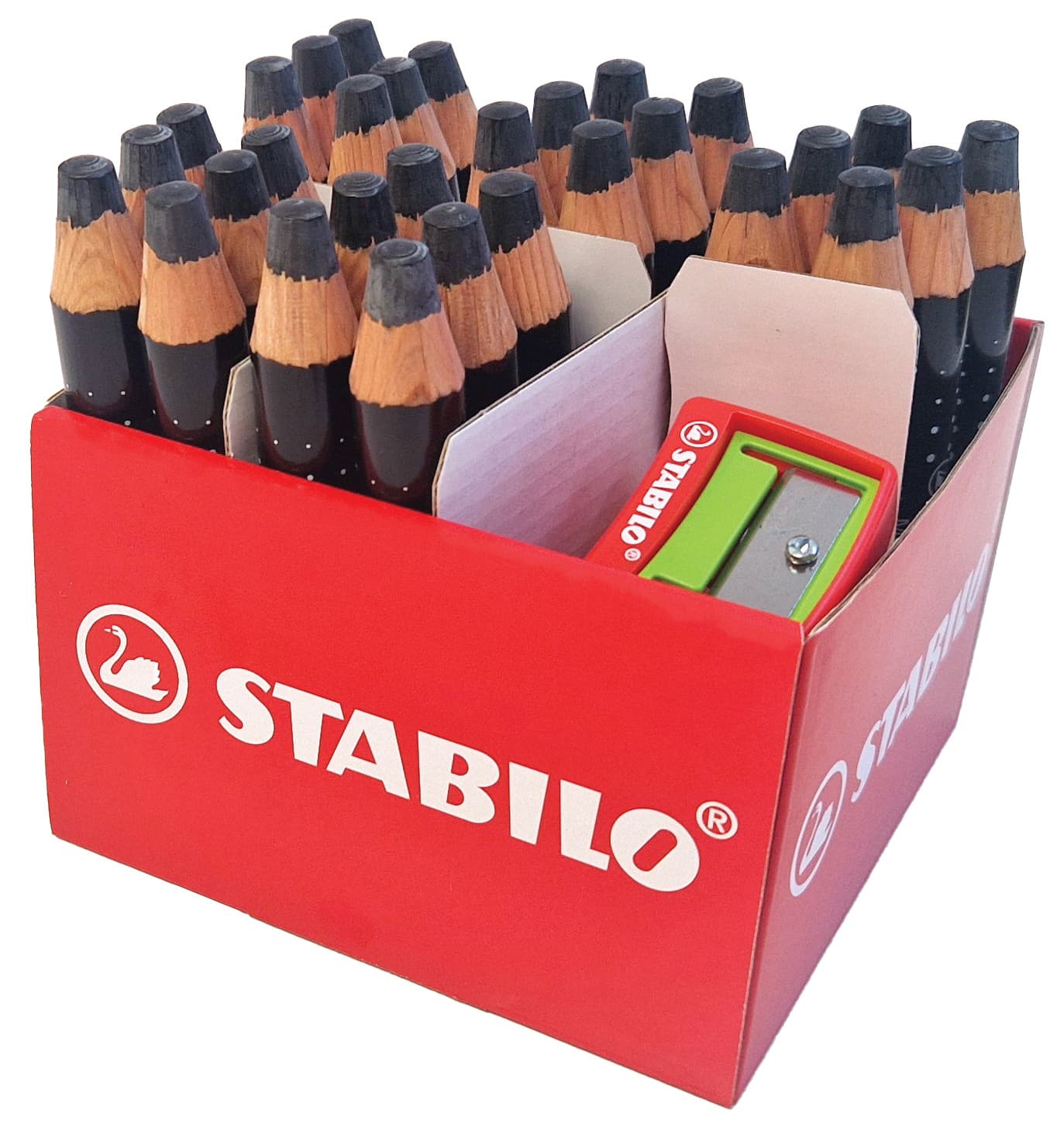 Whiteboardpotlood STABILO MARKdry incl 2 slijpers zwart classpack 30st 2