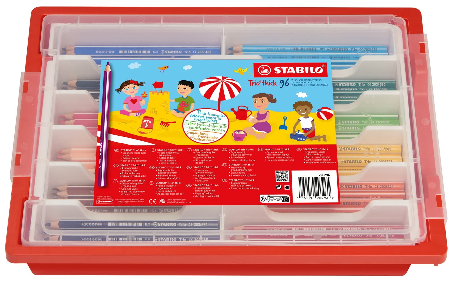 Kleurpotloden STABILO 203 Trio dik assorti classpack à 96 stuks