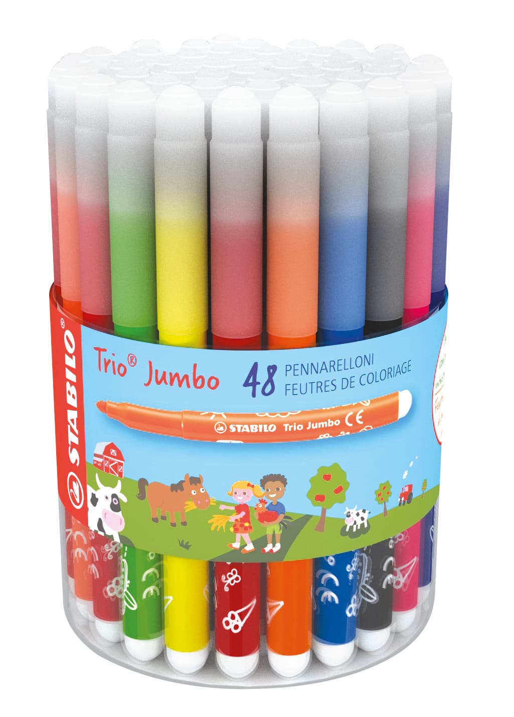 Viltstift STABILO Trio Jumbo 380 XL assorti 48 stuks