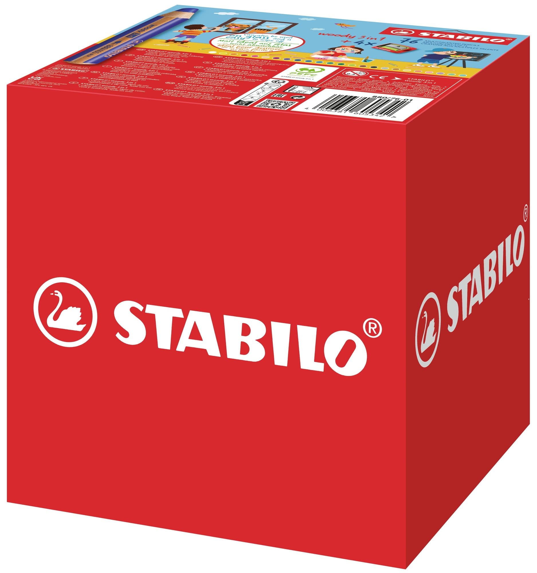 Kleurpotloden STABILO 882 woody 3 in 1 incl 4 slijpers classpack 76st 3
