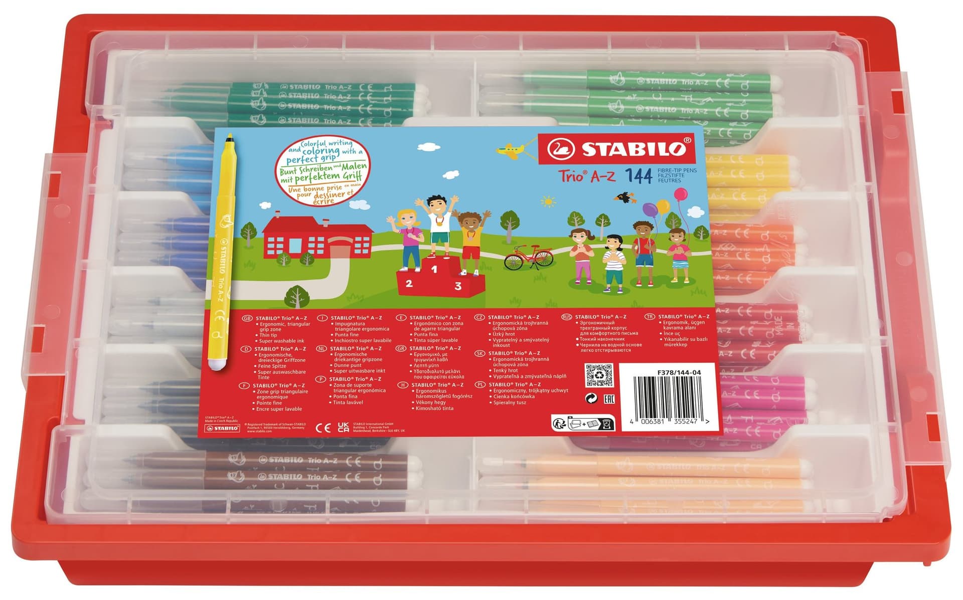 Viltstift STABILO Trio A-Z 378 fijn assorti classpack à 144 stuks