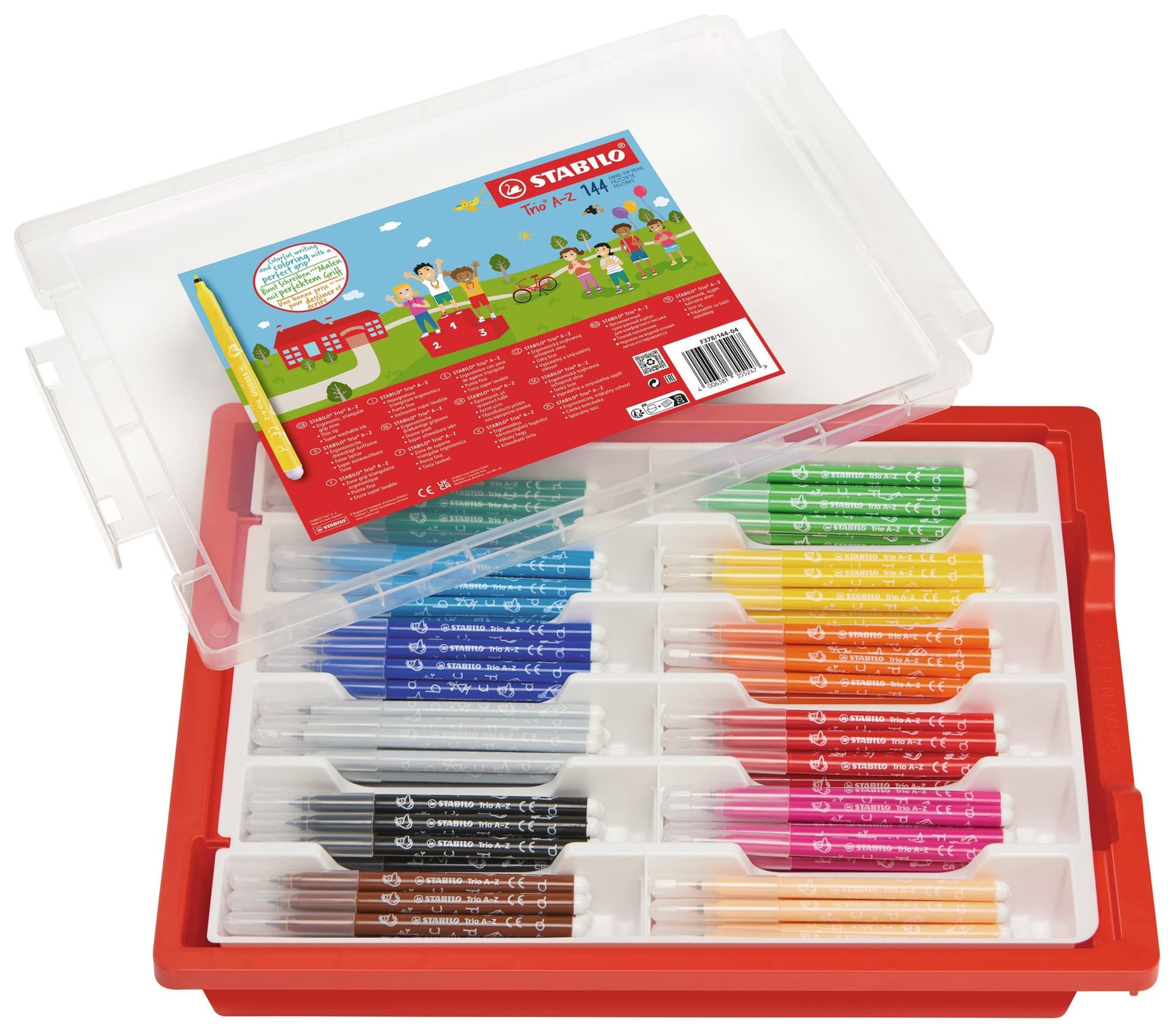 Viltstift STABILO Trio A-Z 378 fijn assorti classpack à 144 stuks 2