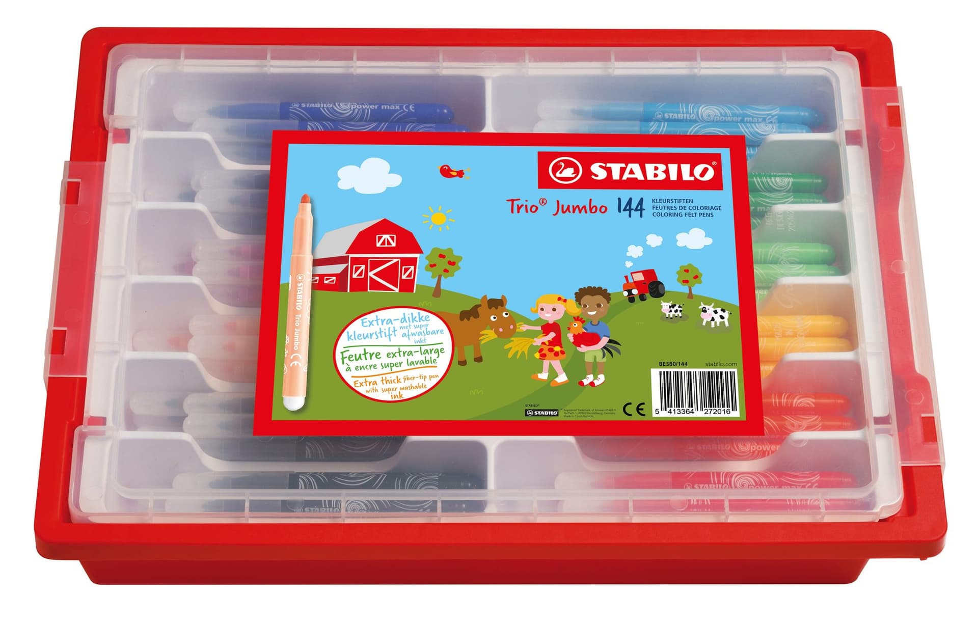 Viltstift STABILO Trio Jumbo 380 XL assorti classpack à 144 stuks