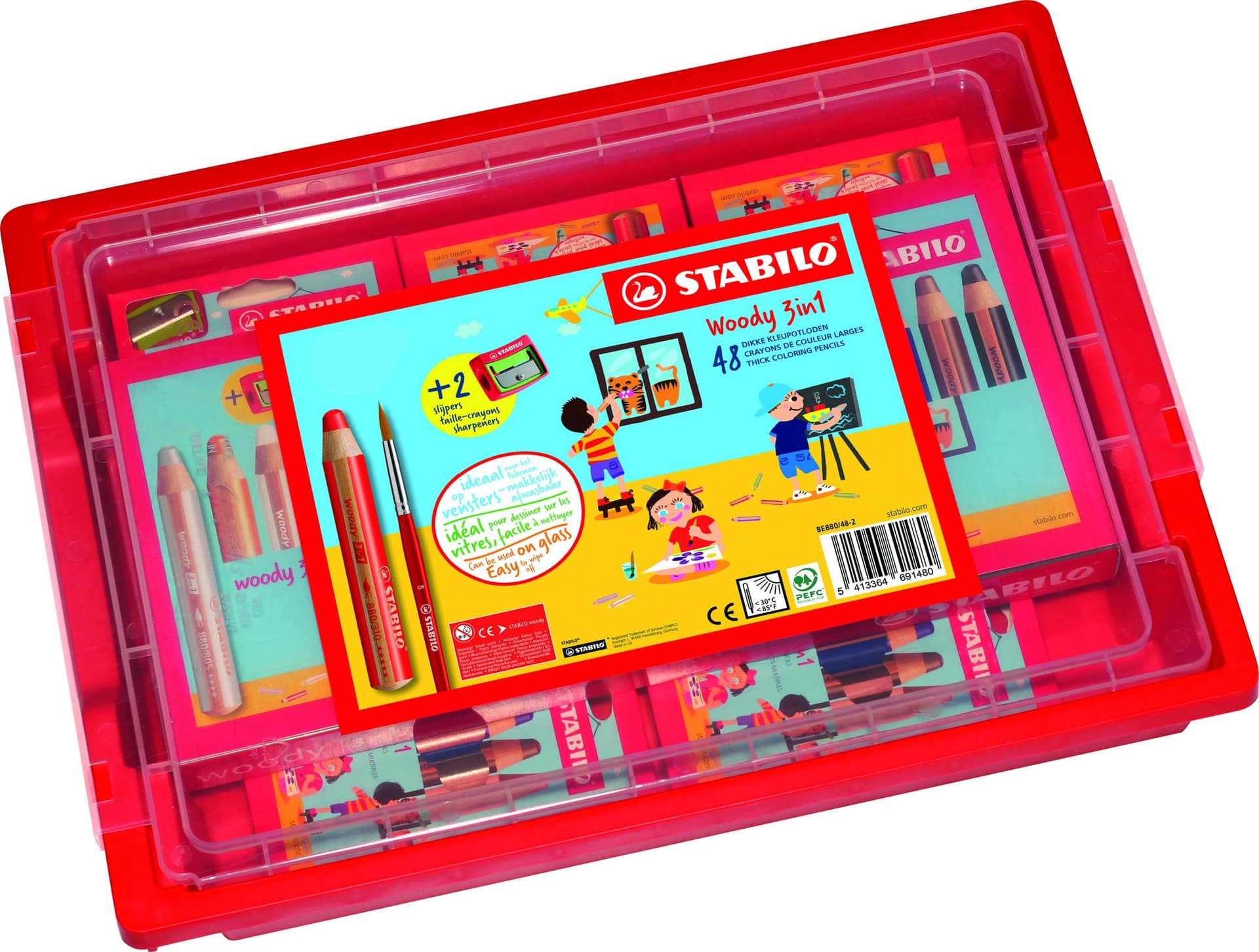 Kleurpotloden STABILO 882 woody 3 in 1 incl 2 slijpers classpack 48st