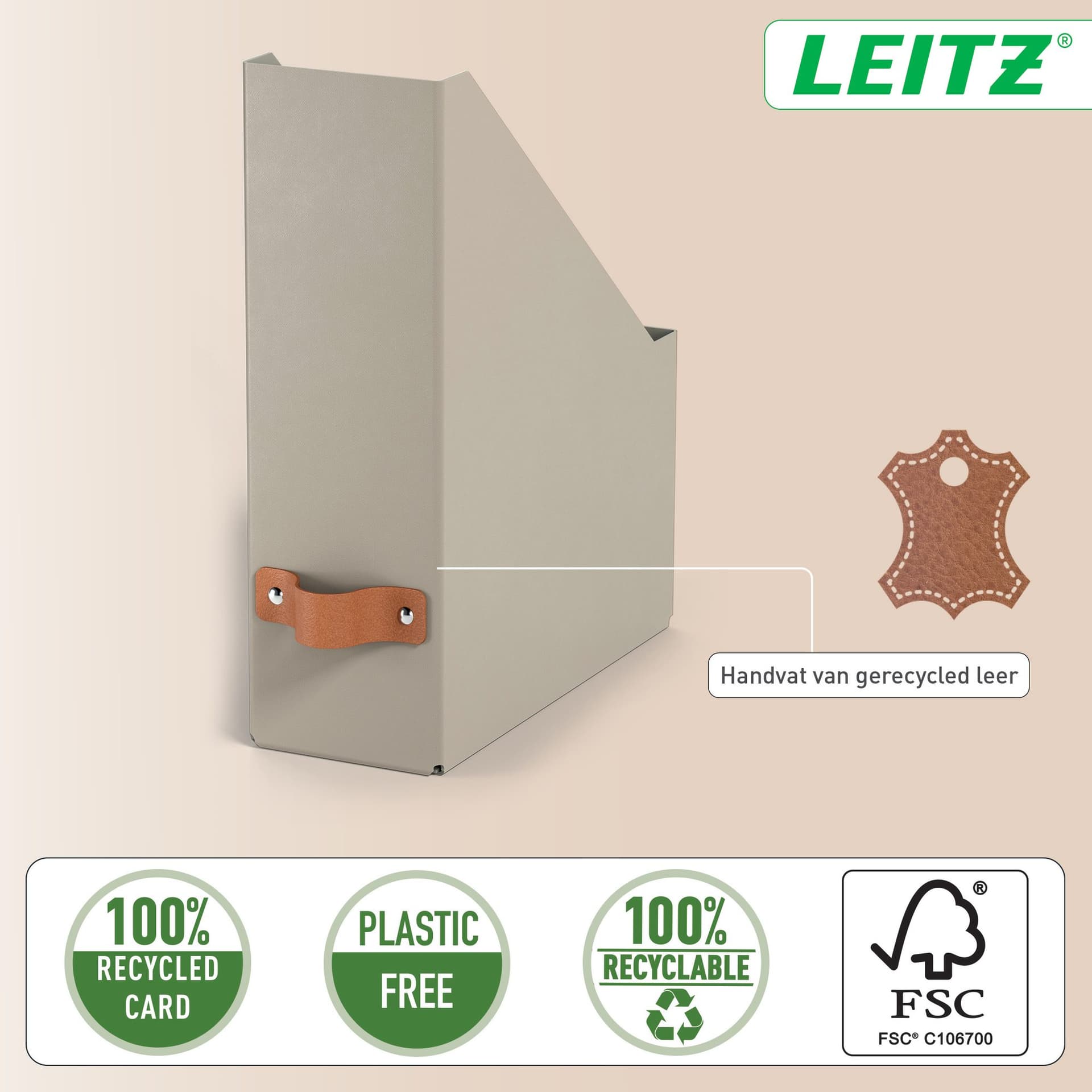 Tijdschriftencassette Leitz Puro set van 2 beige 3