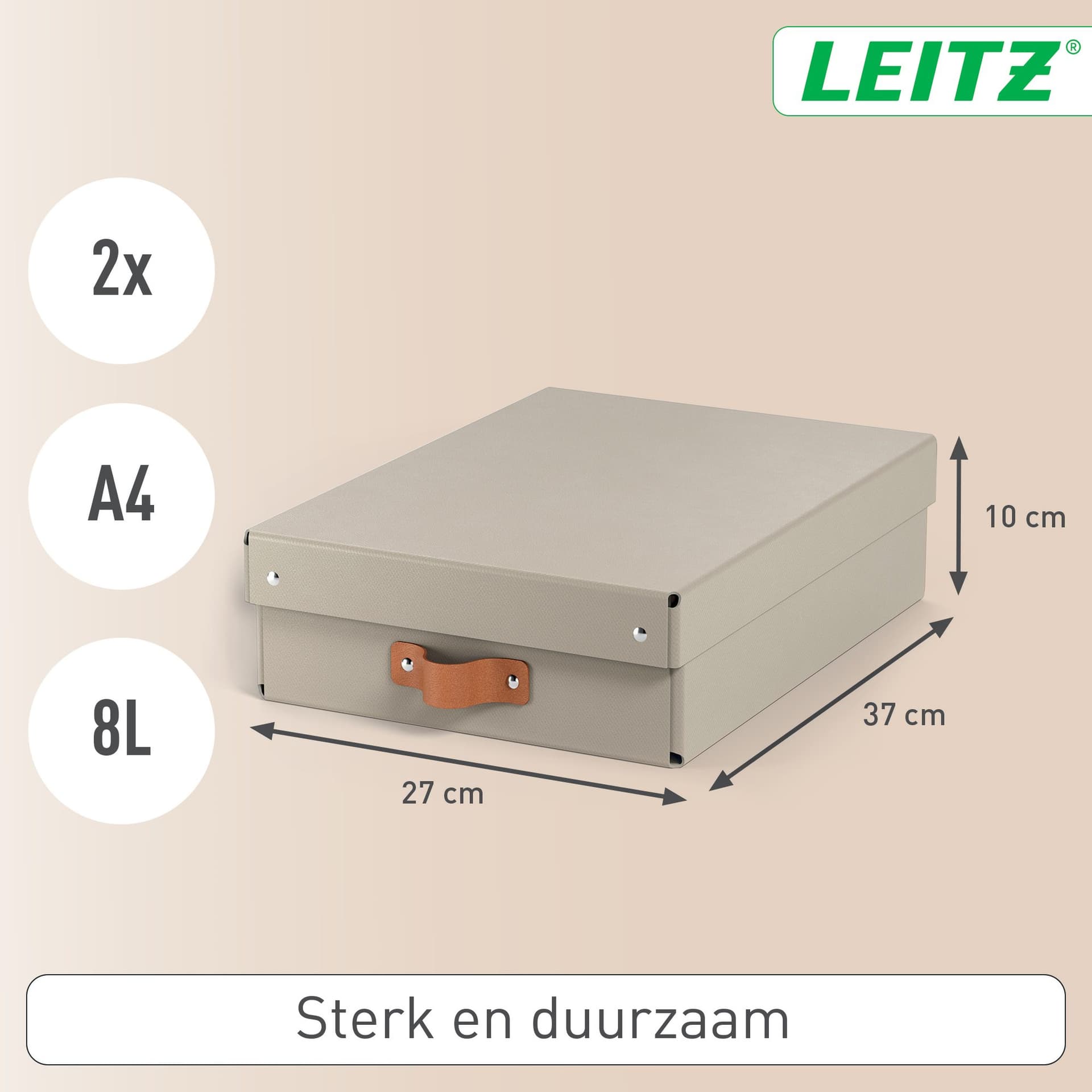 Opbergdoos Leitz Puro met deksel 8 liter set van 2 beige 4