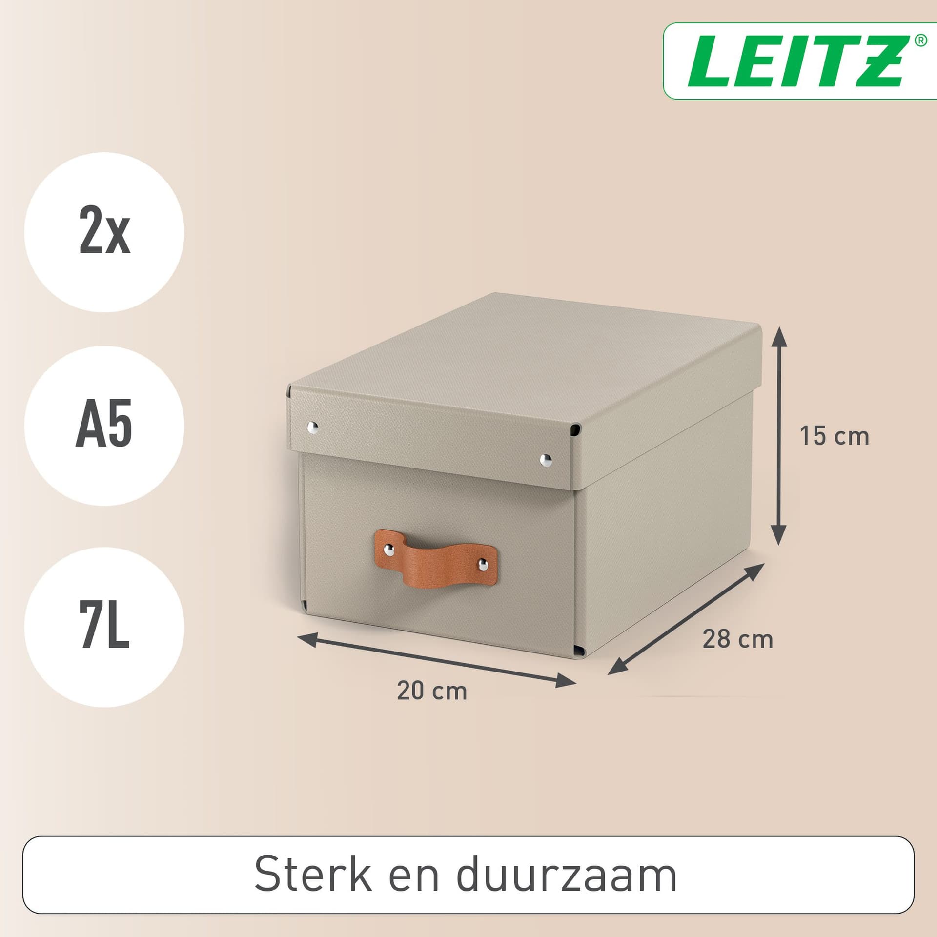 Opbergdoos Leitz Puro met deksel 7 liter set van 2 beige 4