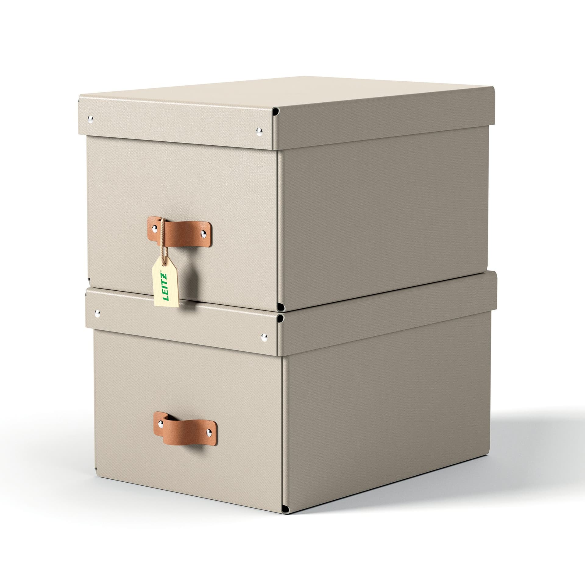 Opbergdoos Leitz Puro met deksel 17 liter set van 2 beige