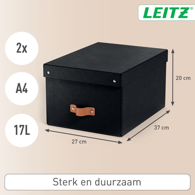 Opbergdoos Leitz Puro met deksel 17 liter set van 2 zwart 4