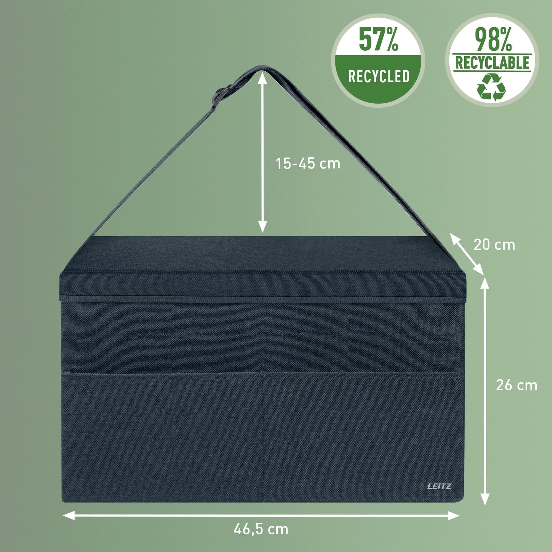 Opbergtas Leitz gestoffeerd met deksel grijs 3
