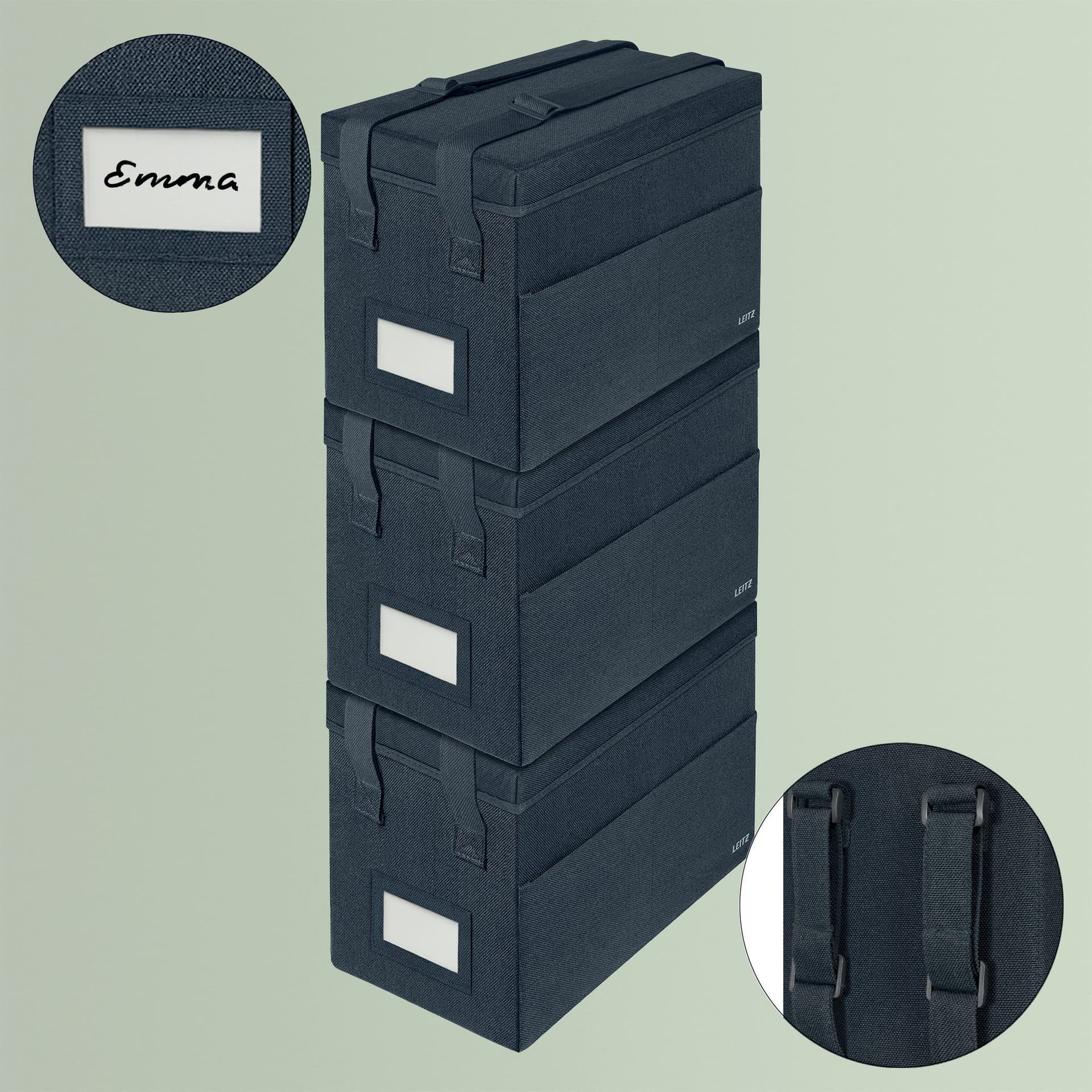 Opbergtas Leitz gestofferd met deksel compact grijs 3