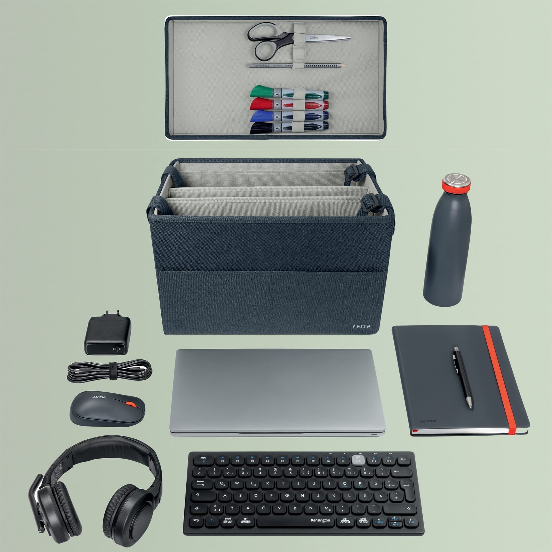 Opbergtas Leitz gestofferd met deksel compact grijs 6