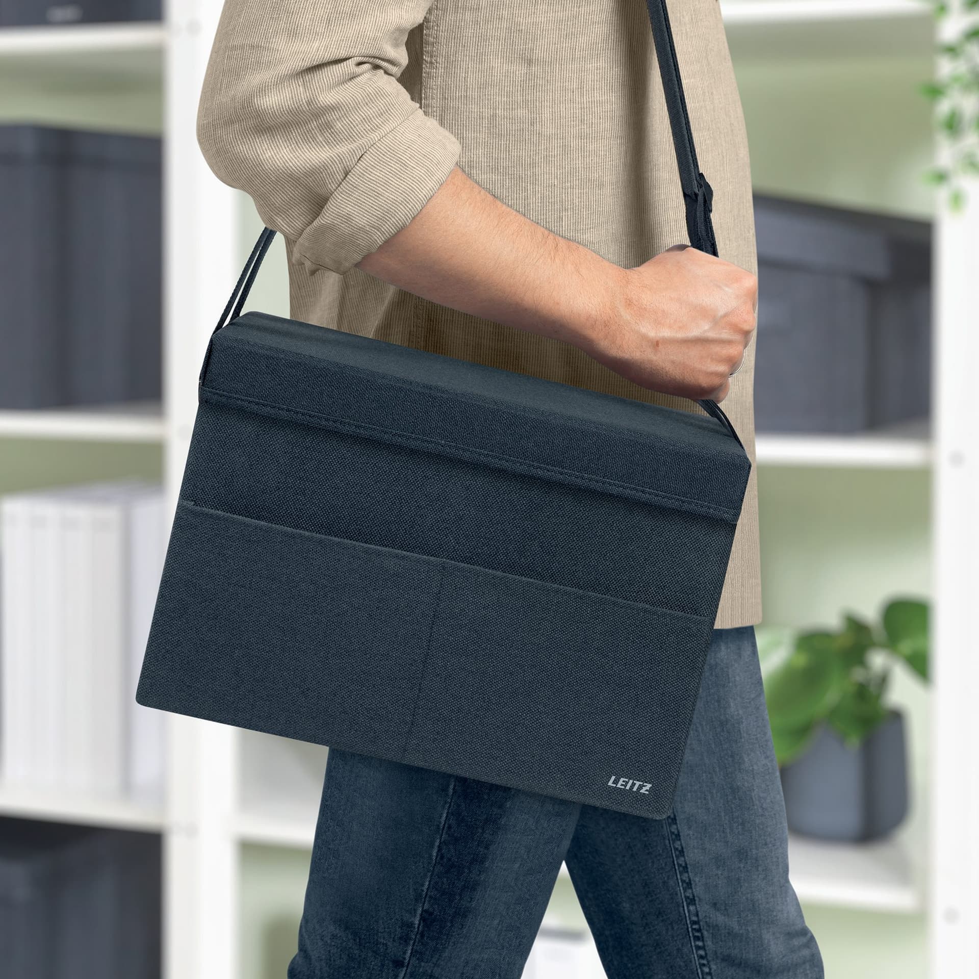 Opbergtas Leitz gestofferd met deksel compact grijs 8