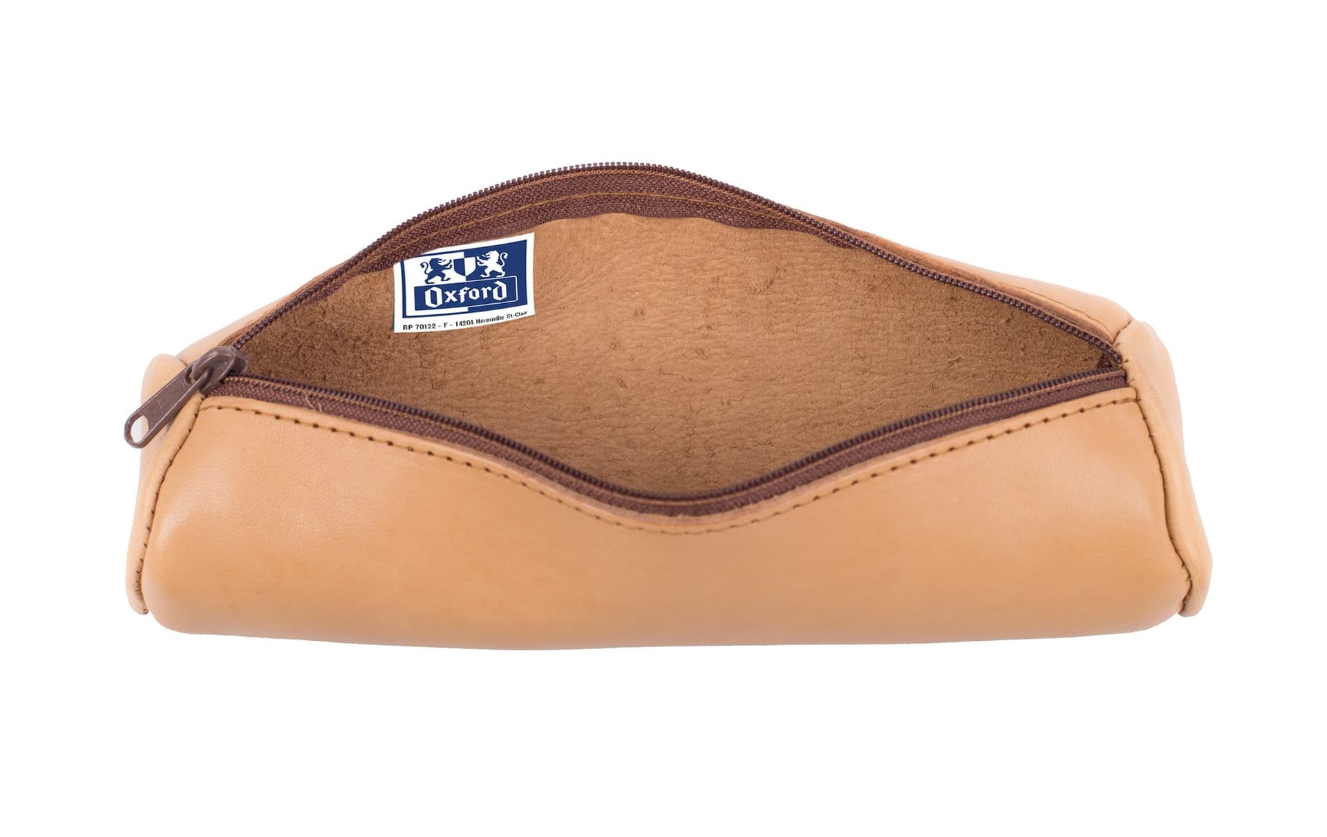 Pennenetui Oxford 22x6cm leer rond naturel 2