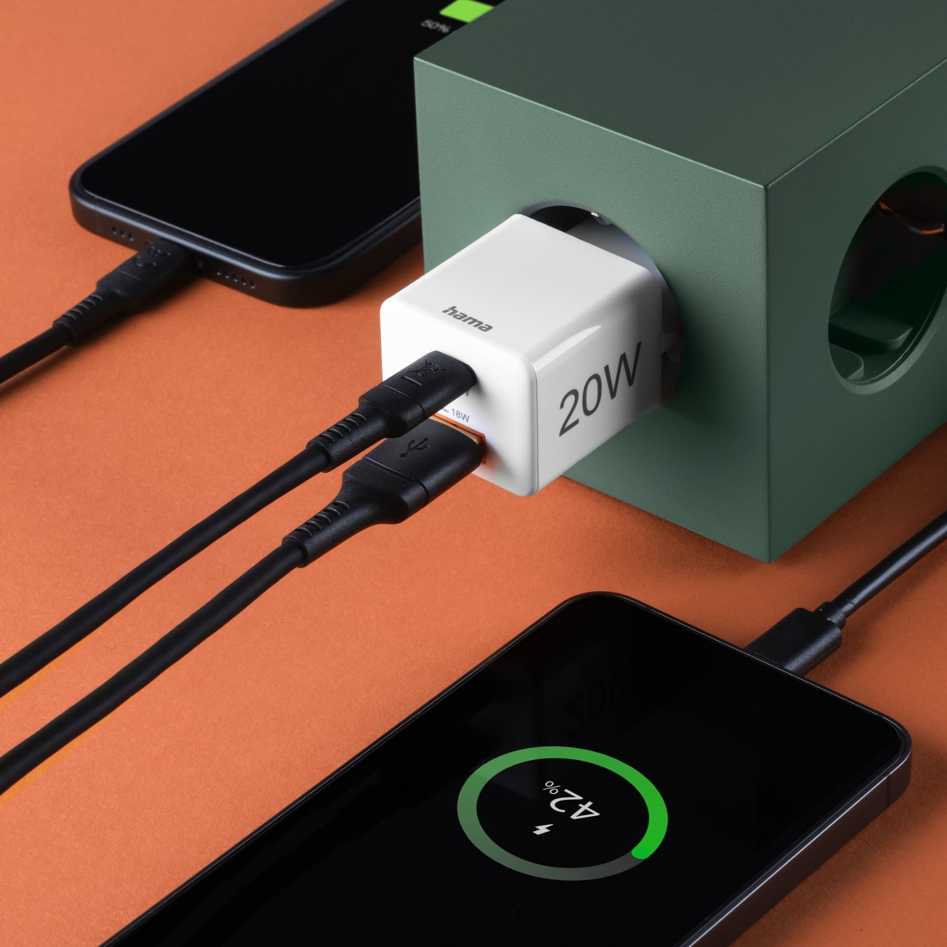 Oplader Hama USB-C/USB-A Mini PD 20W wit 4
