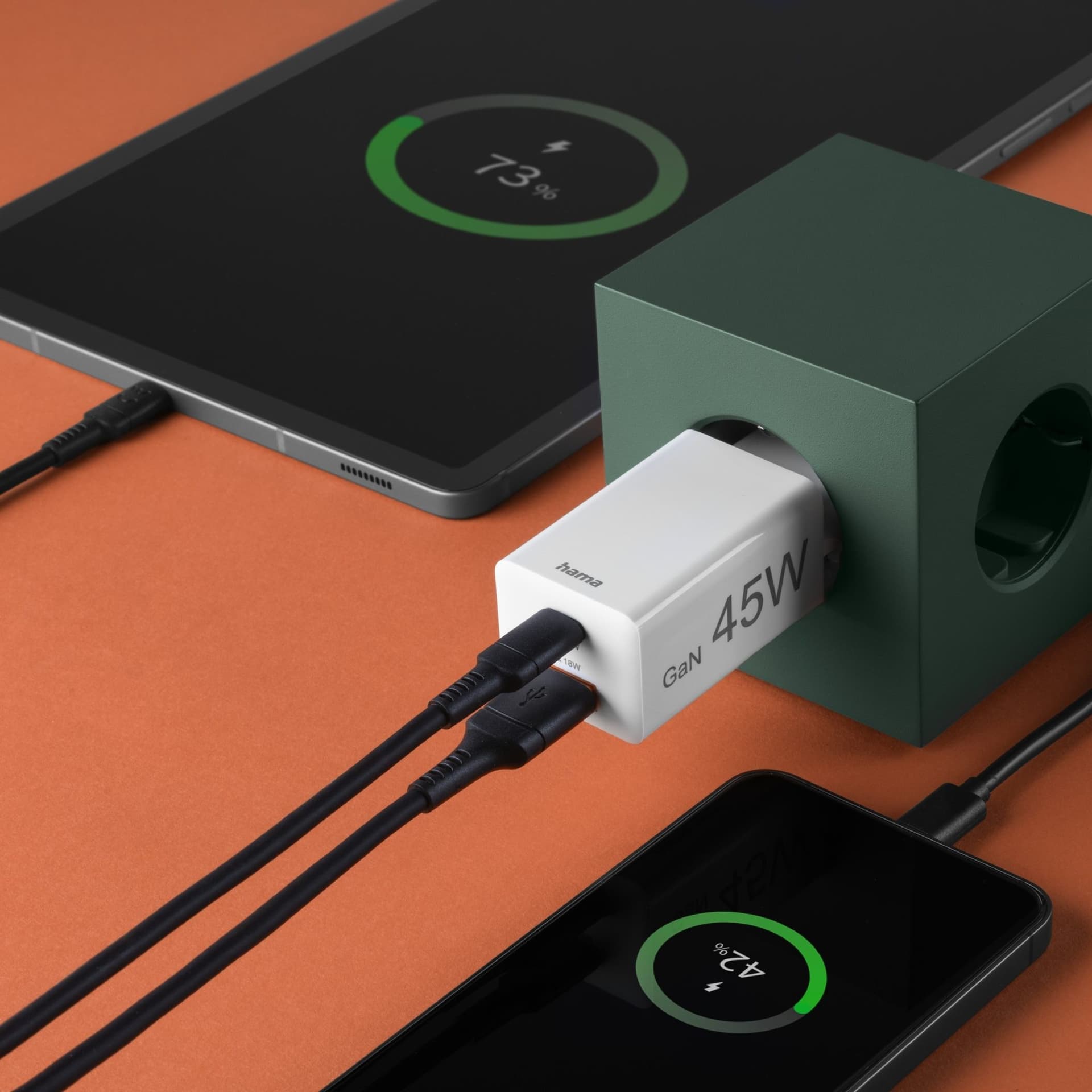 Oplader Hama USB-C/USB-A Mini PD 45W wit 4