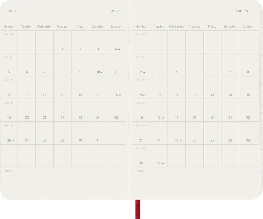 Agenda 2027 Moleskine 12M Planner Weekly 7dagen/1pagina pocket sc scarlet red 4
