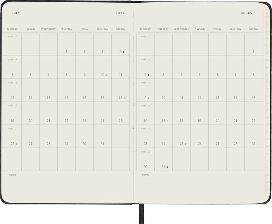 Agenda 2027 Moleskine 18M Planner Weekly 7dagen/1pagina pocket hc black 4