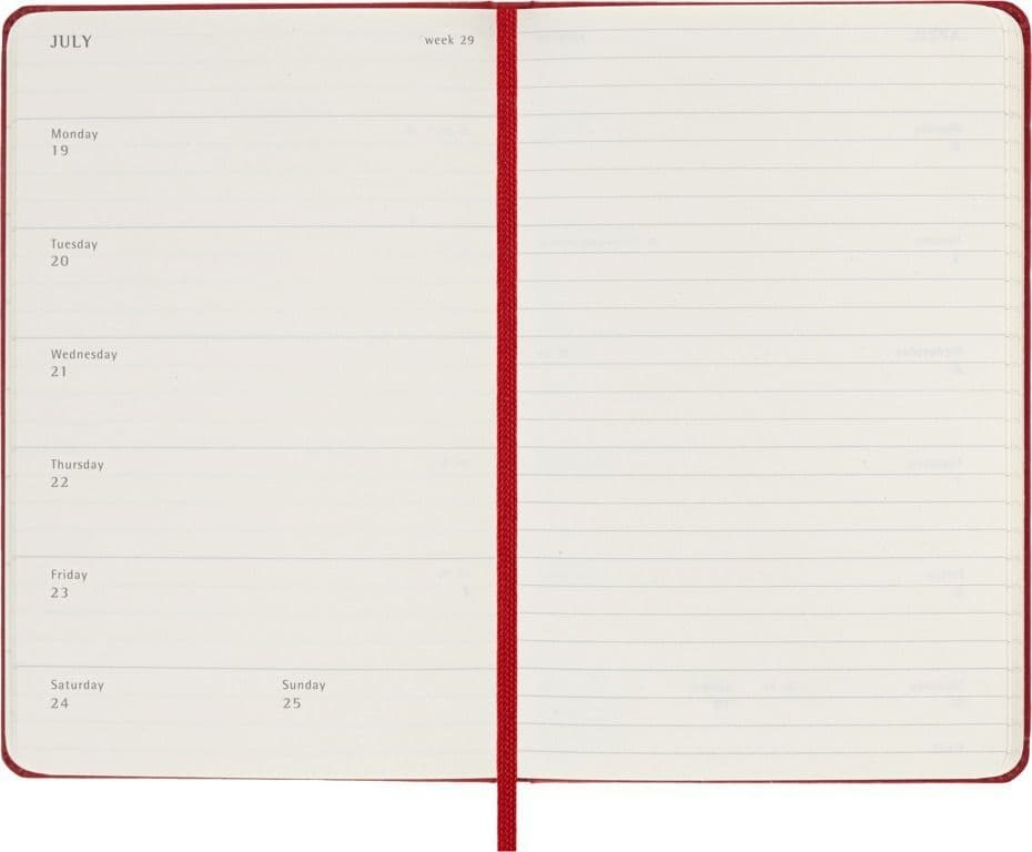 Agenda 2027 Moleskine 12M Planner Weekly 7dagen/1pagina pocket hc scarlet red 3