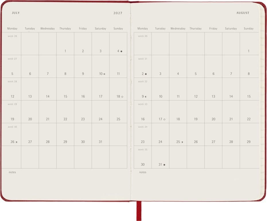 Agenda 2027 Moleskine 12M Planner Weekly 7dagen/1pagina pocket hc scarlet red 4