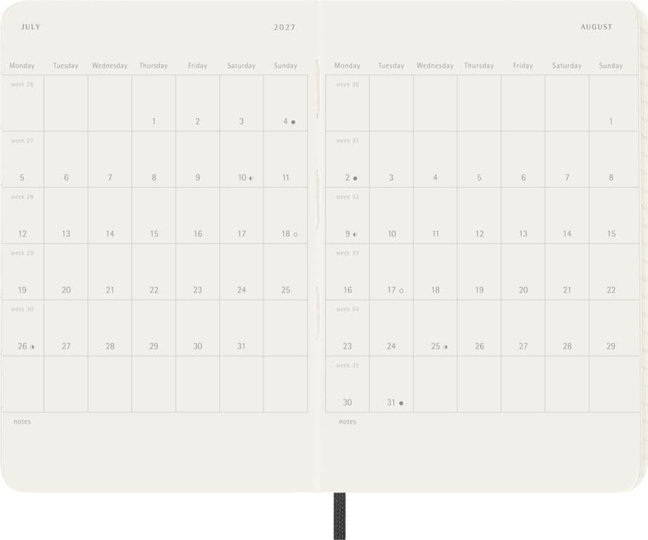 Agenda 2027 Moleskine 12M Planner Weekly 7dagen/1pagina pocket sc black 4