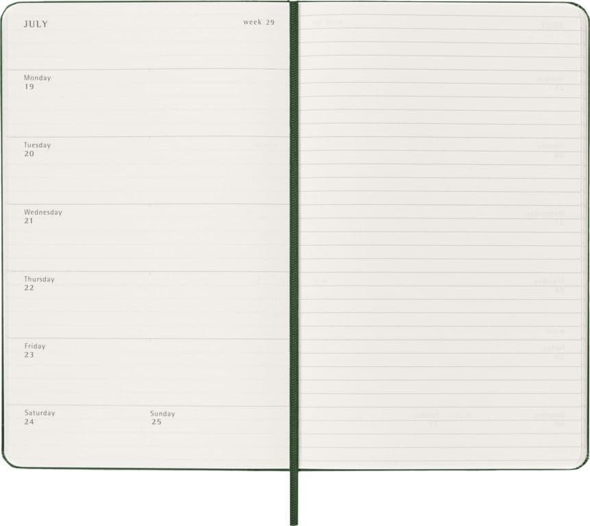 Agenda 2027 Moleskine 12M Planner Weekly 7dagen/1pagina large hc myrtle green 3