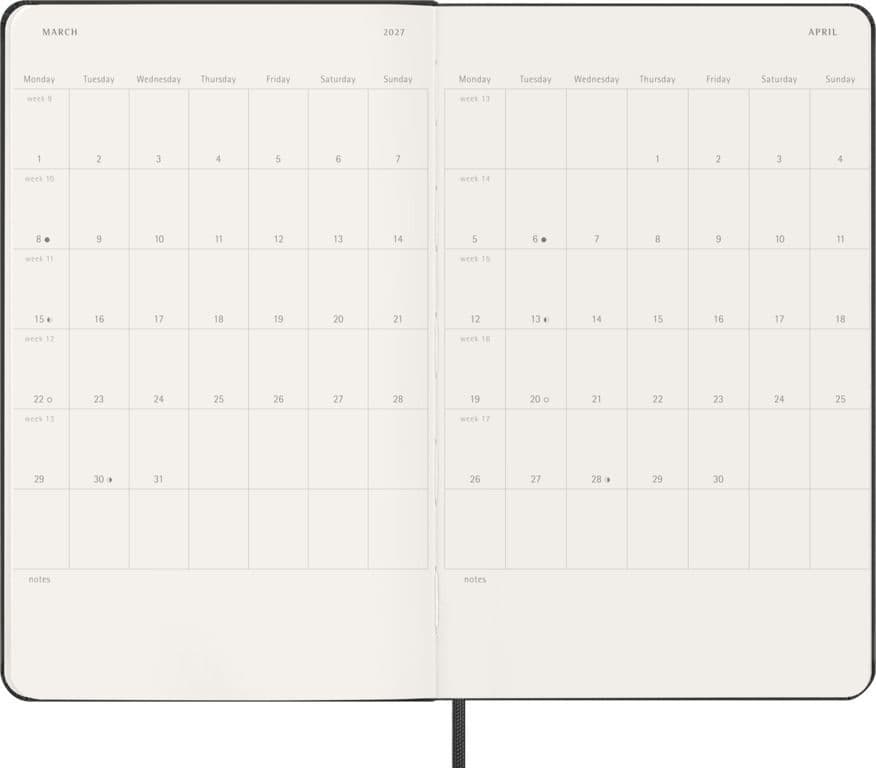 Agenda 2027 Moleskine 12M Planner Weekly 7dagen/2pagina's large hc black 4