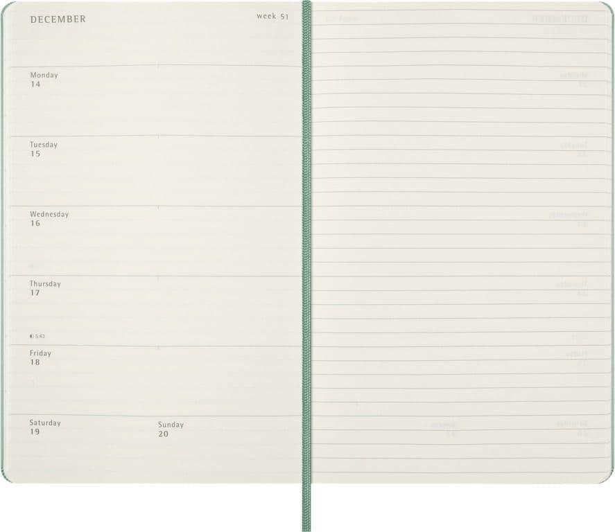 Agenda 2027 Moleskine 18M Planner Weekly 7dagen/1pagina large hc sage green 3