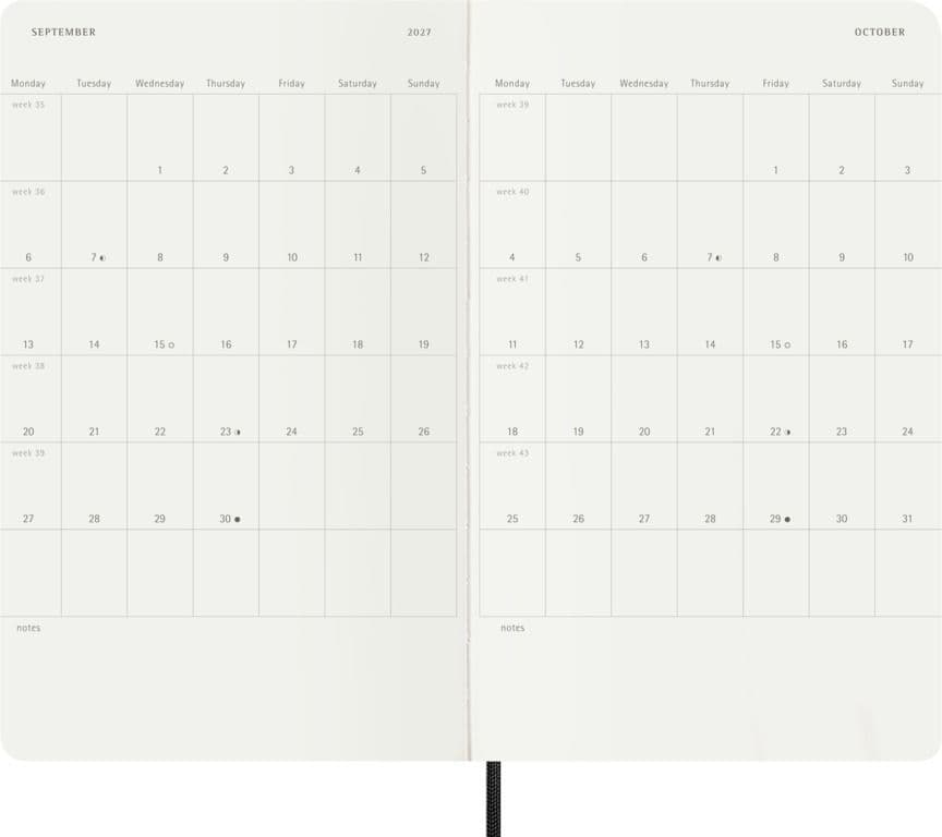Agenda 2027 Moleskine 18M Planner Weekly 7dagen/1pagina large sc black 4