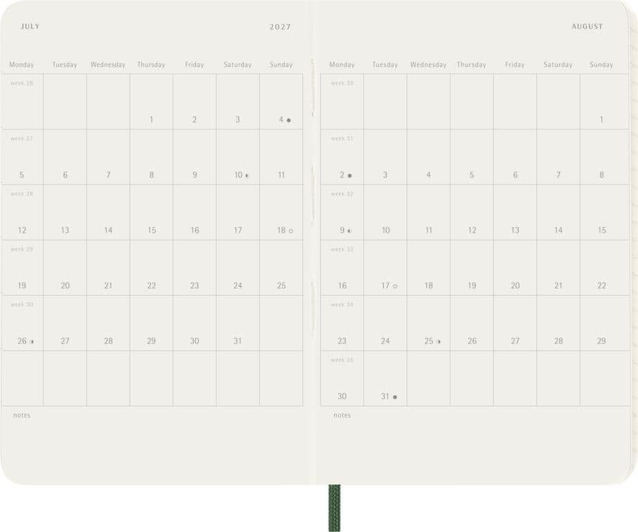 Agenda 2027 Moleskine 12M Planner Weekly 7dagen/1pagina pocket sc myrtle green 4