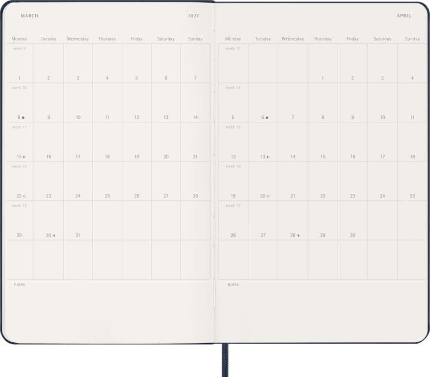Agenda 2027 Moleskine 12M Planner Weekly 7dagen/1pagina large hc sapphire blue 4