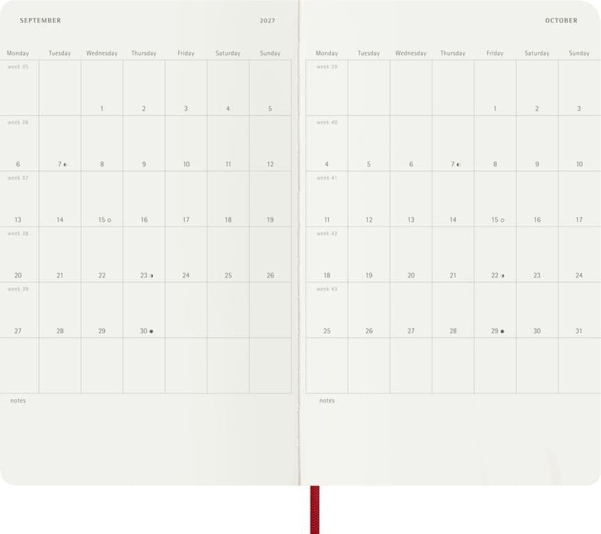 Agenda 2027 Moleskine 12M Planner Weekly 7dagen/1pagina large sc scarlet red 4