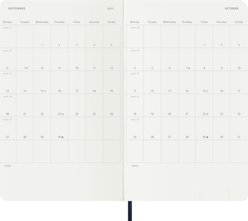Agenda 2027 Moleskine 18M Planner Weekly 7dagen/1pagina large sc sapphire blue 4