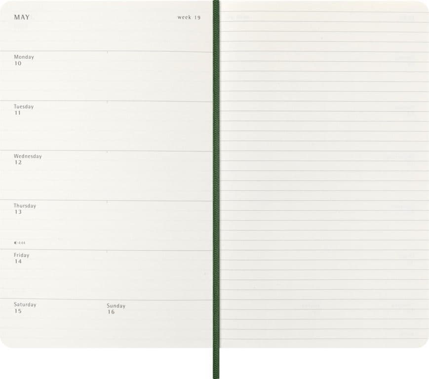 Agenda 2027 Moleskine 12M Planner Weekly 7dagen/1pagina large sc myrtle green 3