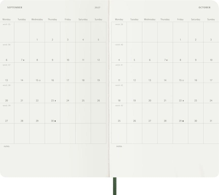 Agenda 2027 Moleskine 12M Planner Weekly 7dagen/1pagina large sc myrtle green 4