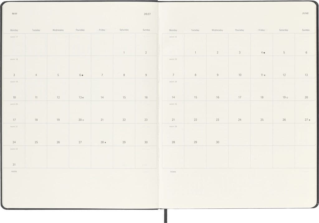 Agenda 2027 Moleskine 18M Planner Weekly 7dagen/1pagina xl hc black 4