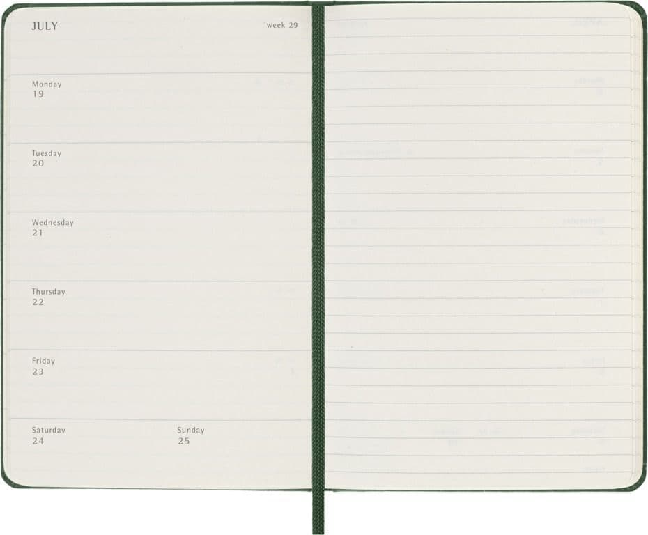 Agenda 2027 Moleskine 12M Planner Weekly 7dagen/1pagina pocket hc myrtle green 3