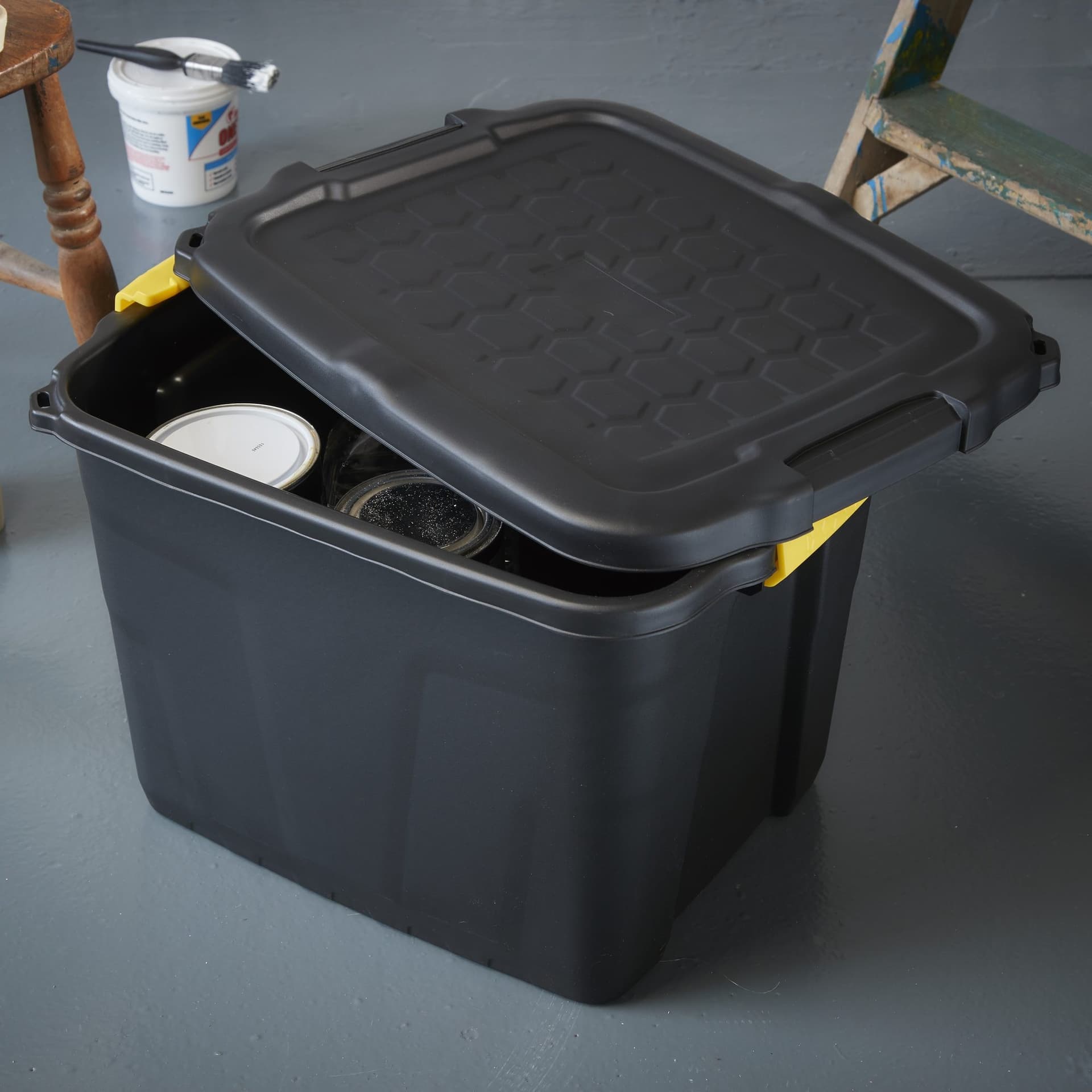 Opbergbox Bankers Box 42 liter met handgrepen robuust zwart 2