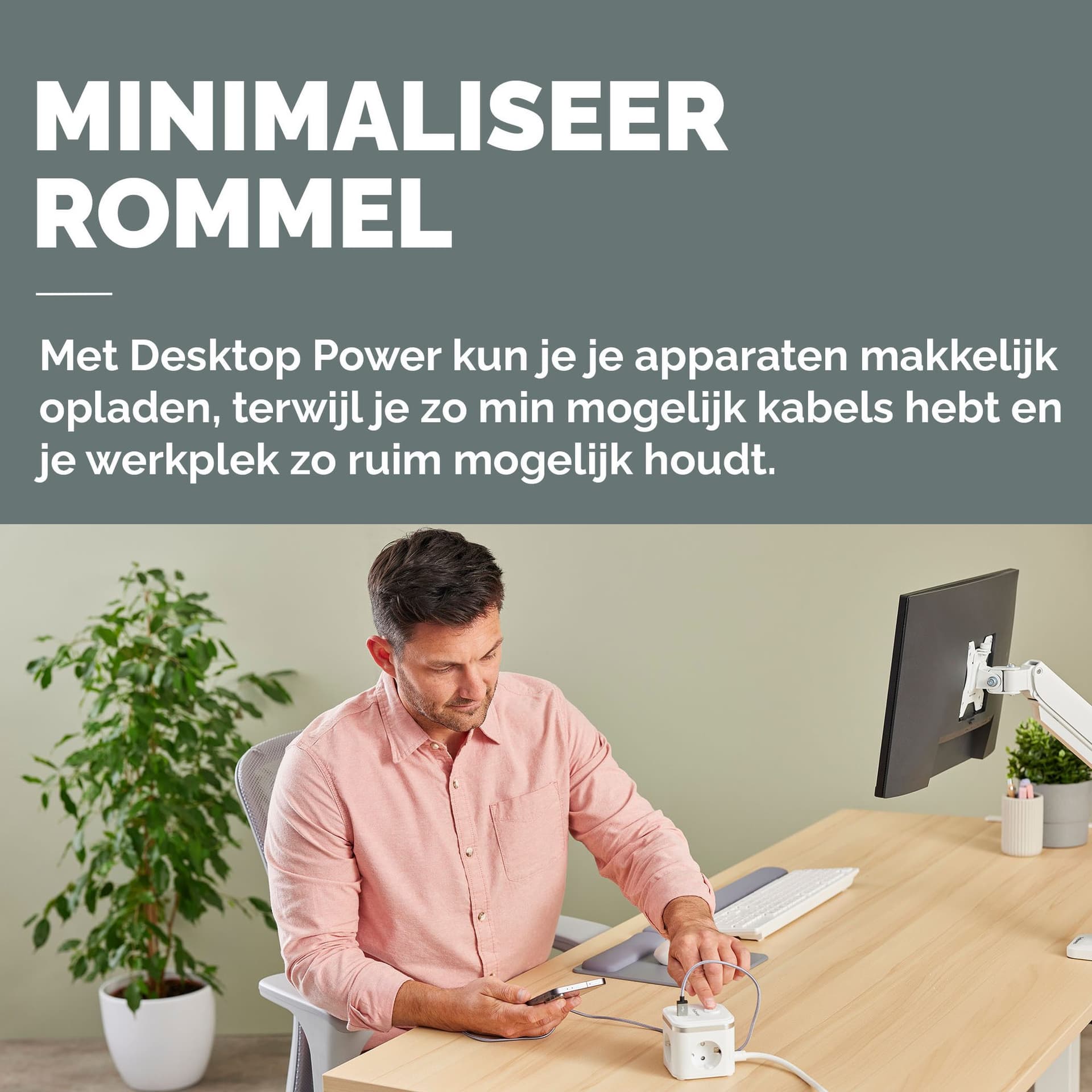 Stekkerblok Fellowes Power Cube F 3 voudig 1xUSB A 2xUSB C 2 meter wit 7