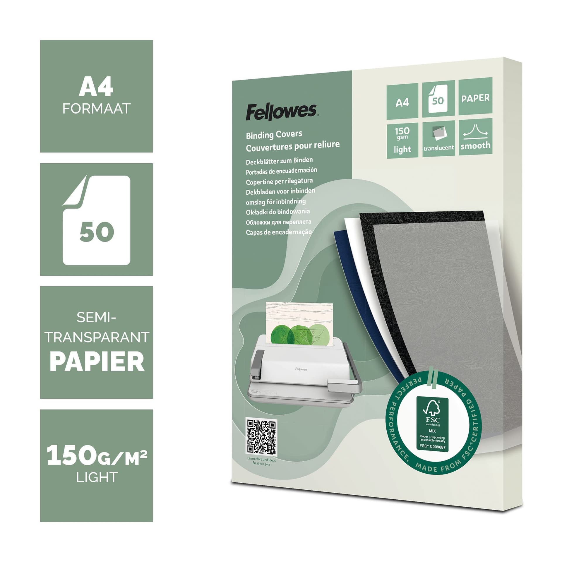 Voorblad Fellowes A4 FSC translucent papier 150gram 50vel 2