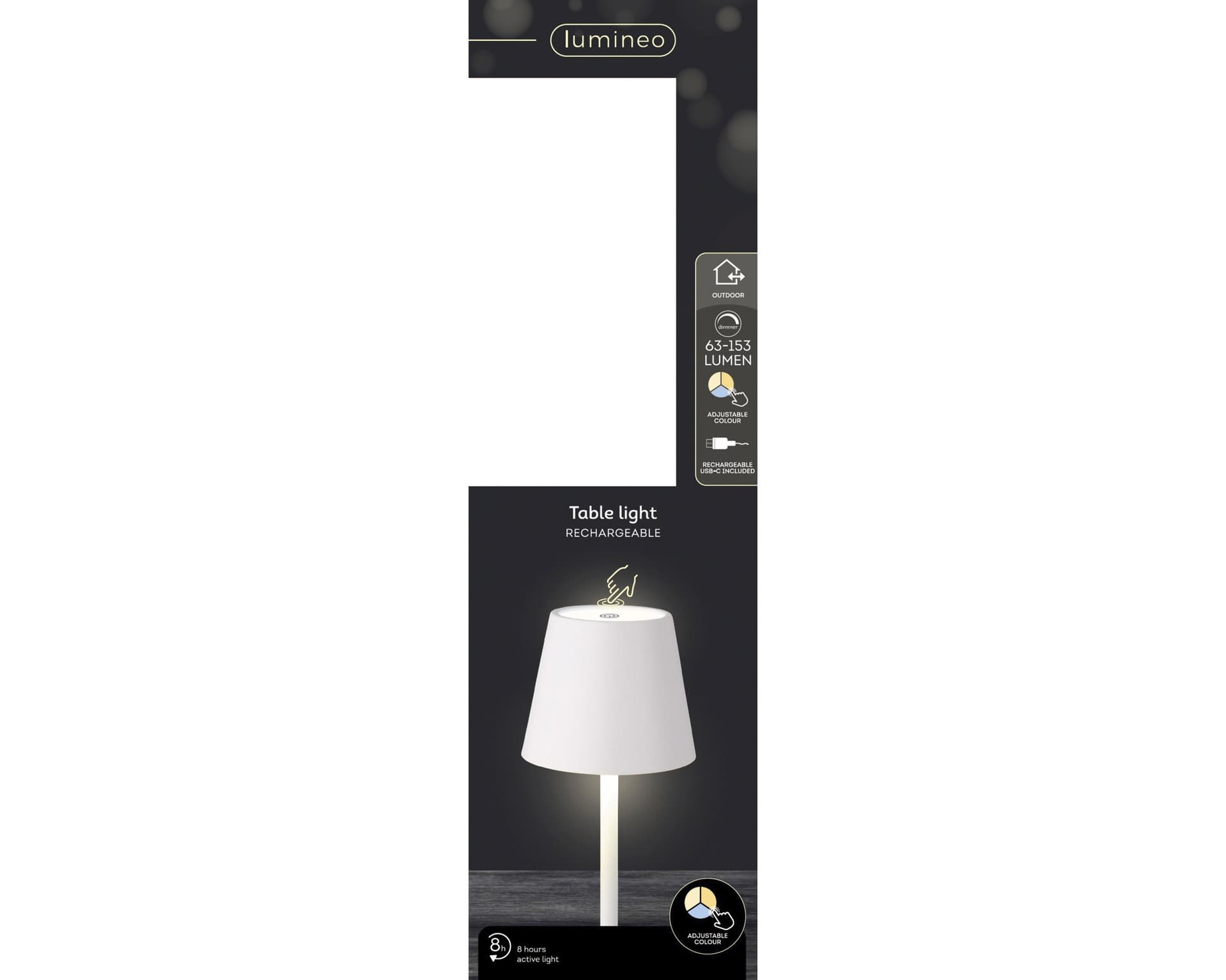 Tafellamp Lumineo led oplaadbaar steady buiten wit 2