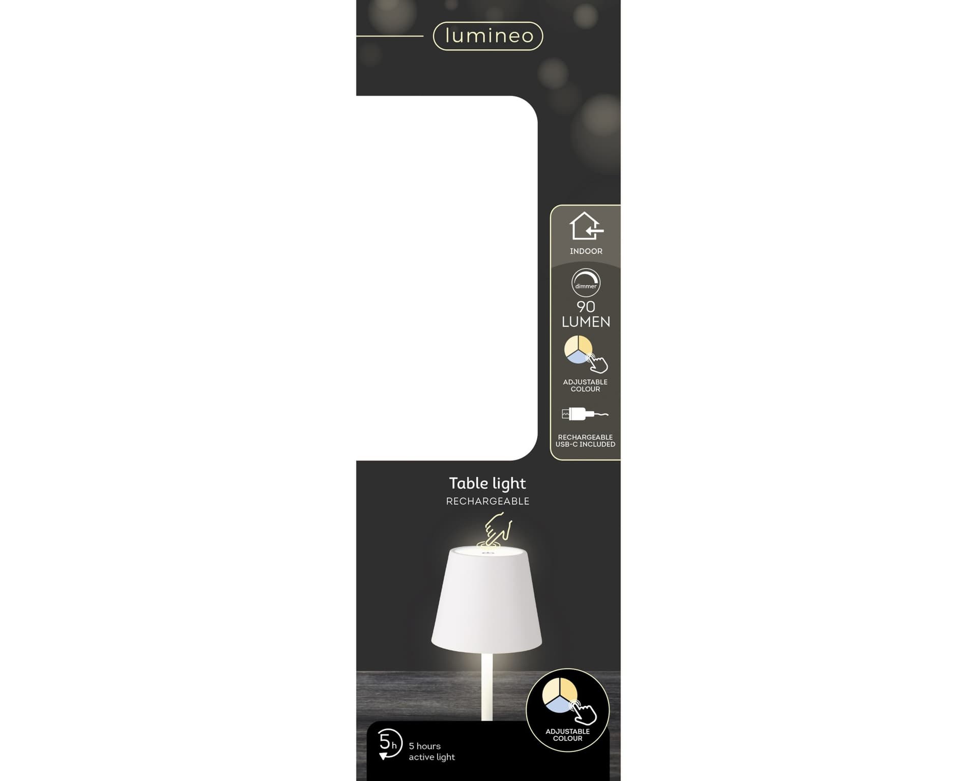 Tafellamp Lumineo led oplaadbaar steady binnen wit 2